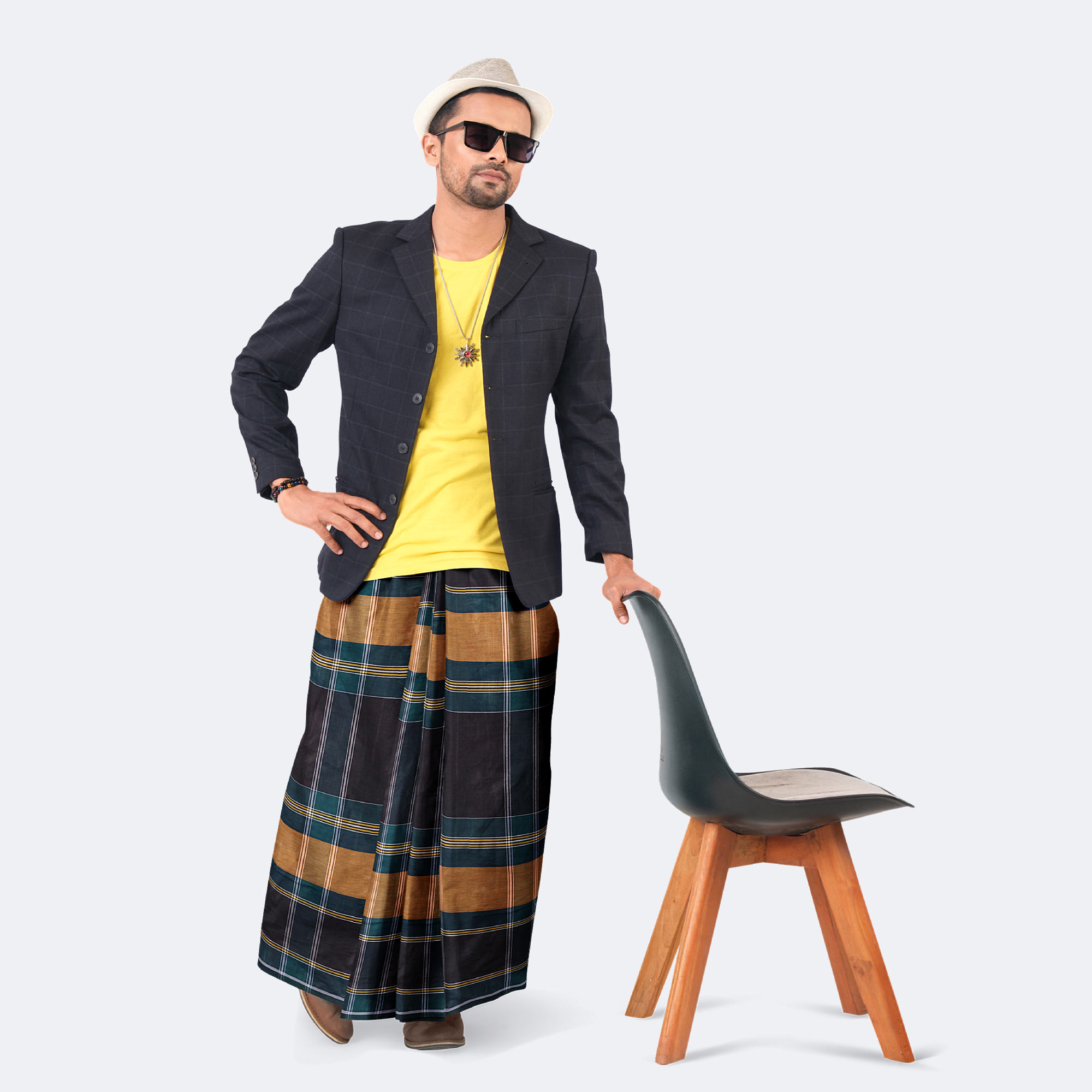 remium Multicolor Stripe & Check Lungi for Men - High Choice